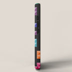 Tetris bricks jewel tones on black pattern iPhone Case Gallery Image 2
