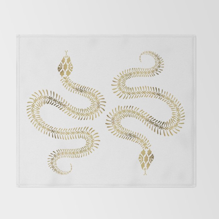 Snake Skeleton - Gold Throw Blanket Gallery Image 2