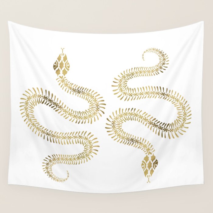 Snake Skeleton - Gold Wall Tapestry Gallery Image 1