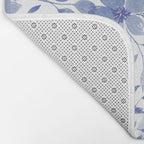 Blue and White Watercolor Florals Bath Mat Gallery Image 2