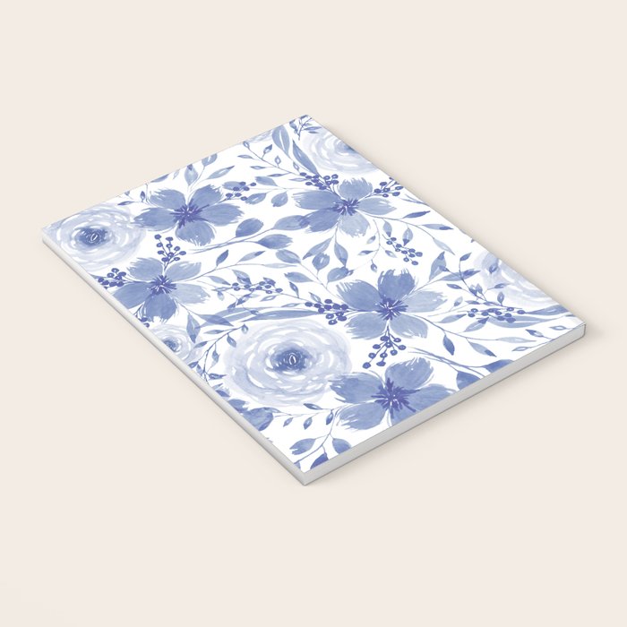 Blue and White Watercolor Florals Notebook Gallery Image 3