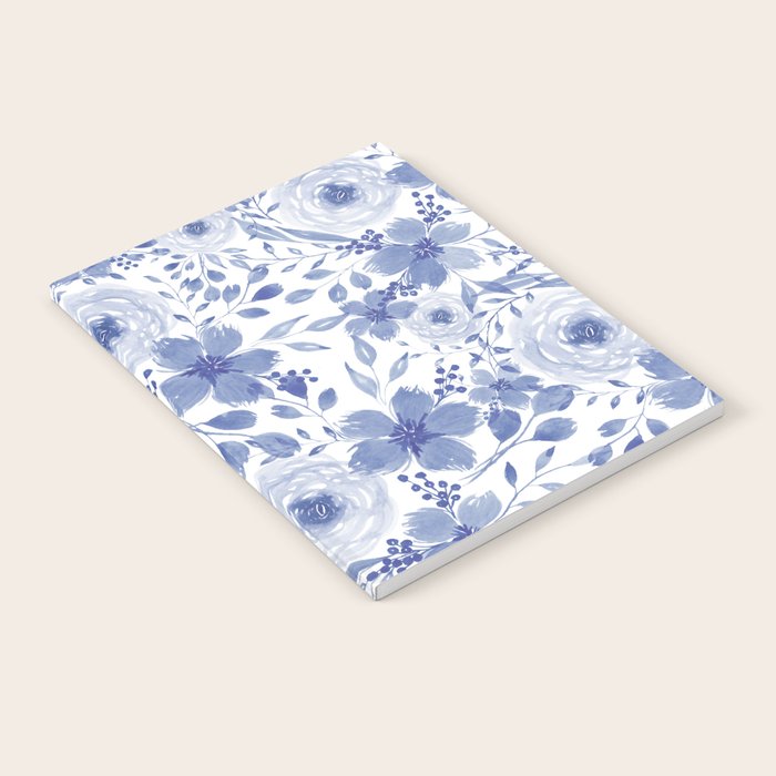 Blue and White Watercolor Florals Notebook Gallery Image 2