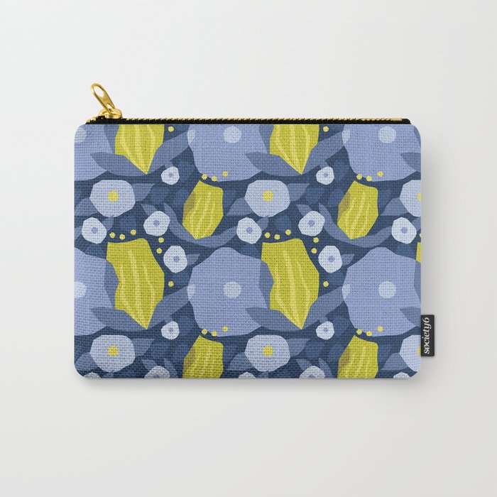 Geometric flowers in green and gray Carry All Pouch Gallery Image 1