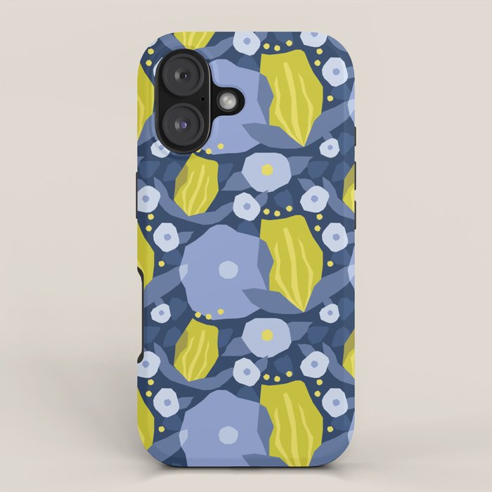Geometric flowers in green and gray iPhone Case Gallery Image 1