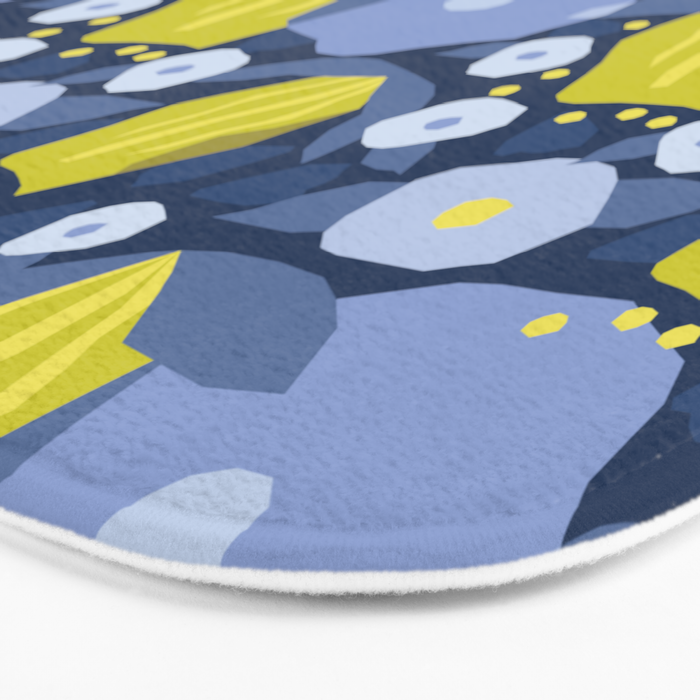 Geometric flowers in green and gray Bath Mat Gallery Image 3
