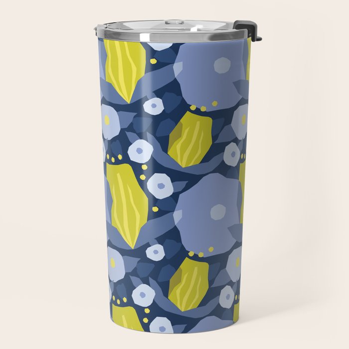 Geometric flowers in green and gray Travel Mug Gallery Image 2