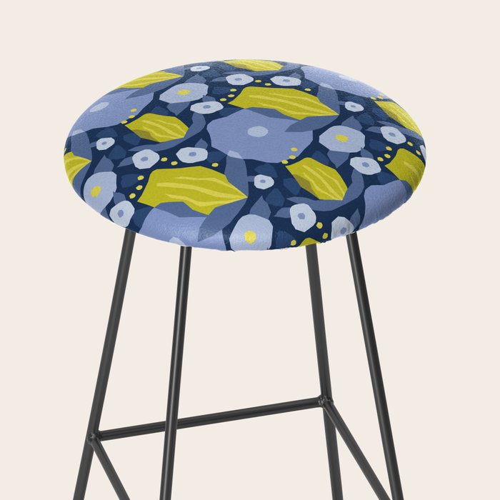 Geometric flowers in green and gray Stool Gallery Image 2
