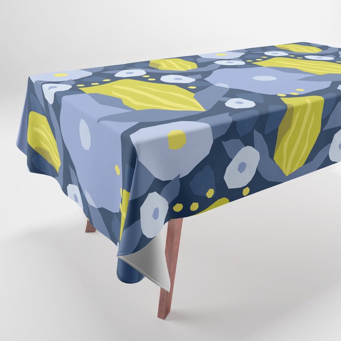 Geometric flowers in green and gray Tablecloth Gallery Image 1