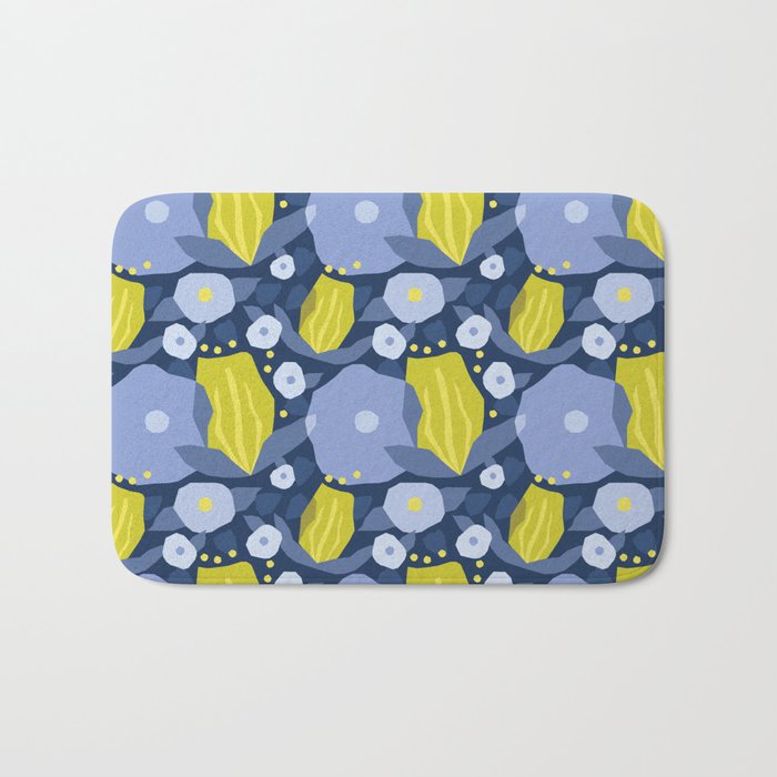 Geometric flowers in green and gray Bath Mat Gallery Image 1