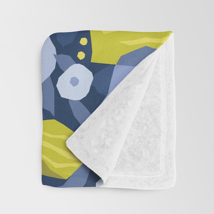 Geometric flowers in green and gray Throw Blanket Gallery Image 3