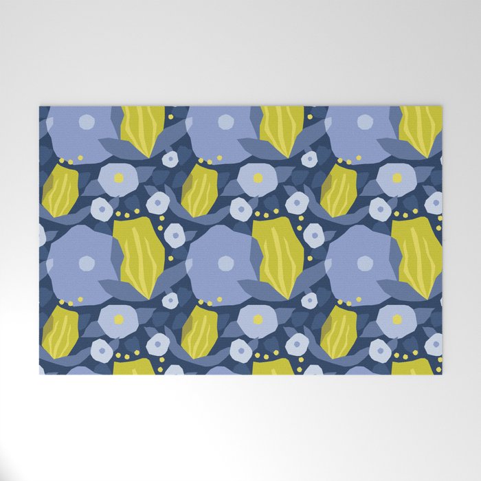 Geometric flowers in green and gray Welcome Mat Gallery Image 1