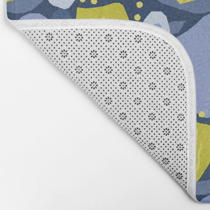 Geometric flowers in green and gray Bath Mat Gallery Image 2