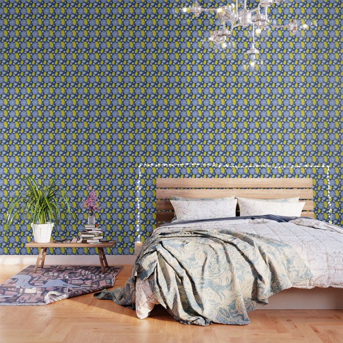 Geometric flowers in green and gray Wallpaper Gallery Image 3