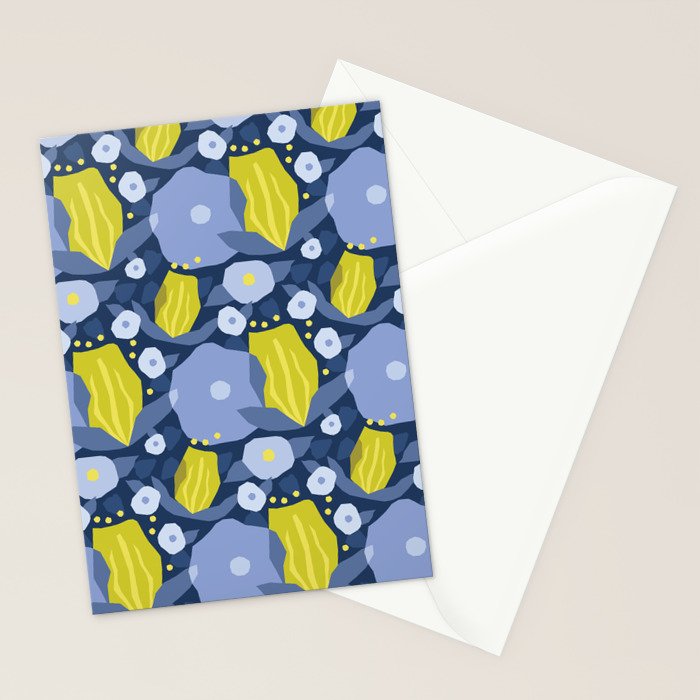 Geometric flowers in green and gray Stationery Card Gallery Image 2