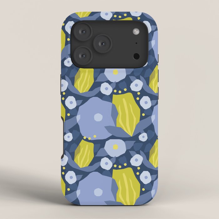 Geometric flowers in green and gray iPhone Case Gallery Image 3