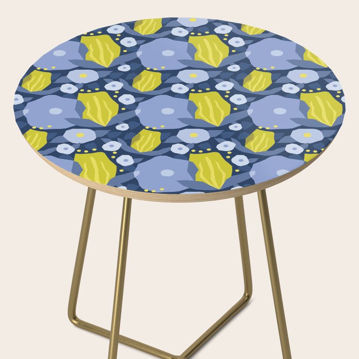 Geometric flowers in green and gray Side Table Gallery Image 2
