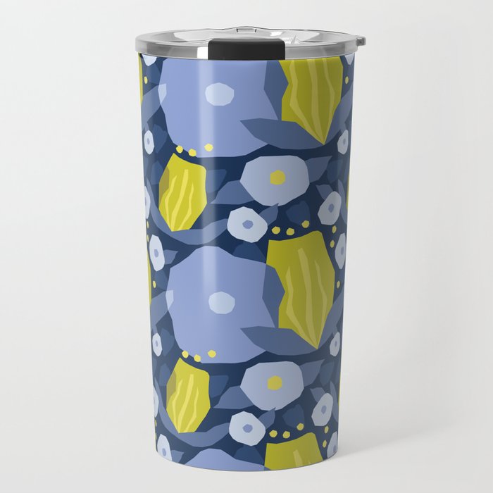 Geometric flowers in green and gray Travel Mug Gallery Image 1