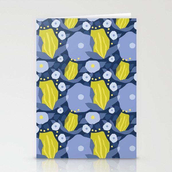 Geometric flowers in green and gray Stationery Card Gallery Image 1