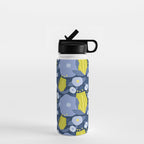 Geometric flowers in green and gray Water Bottle Gallery Image 1