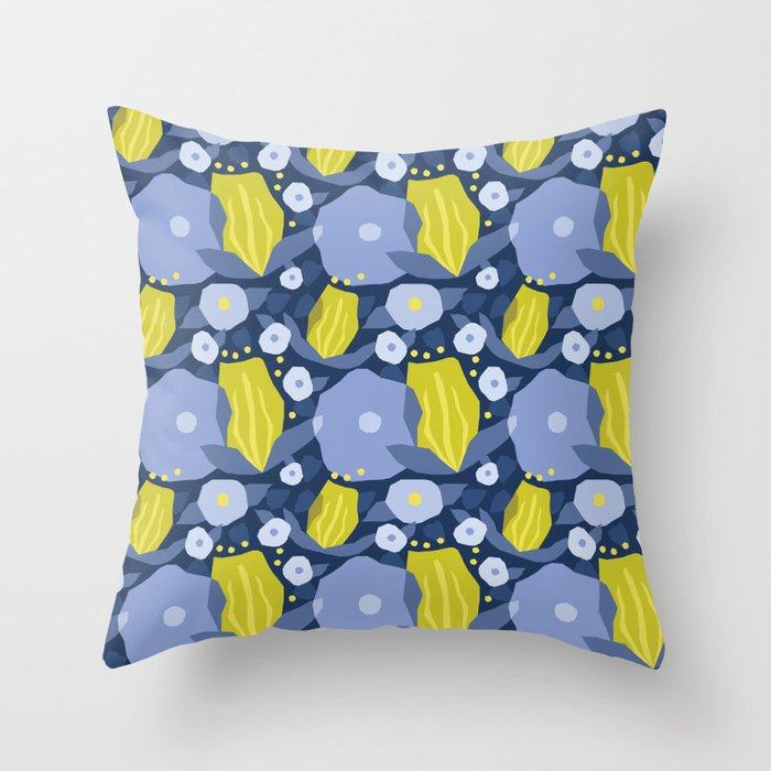 Geometric flowers in green and gray Throw Pillow Gallery Image 6