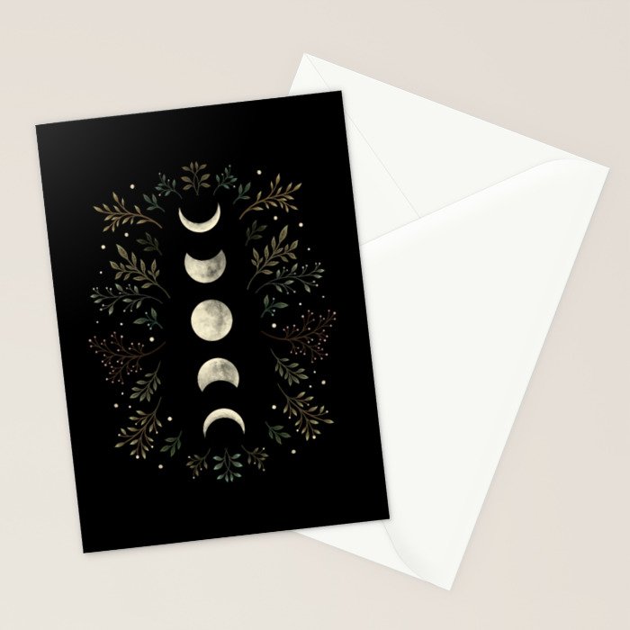 Moonlight Garden - Olive Green Stationery Card Gallery Image 2