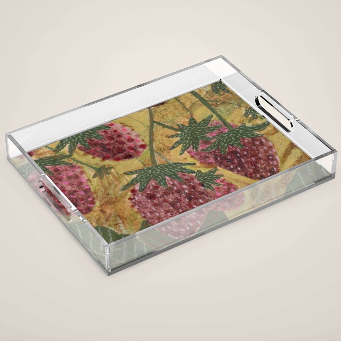 Strawberry Garden in Forest Green Acrylic Tray Gallery Image 1