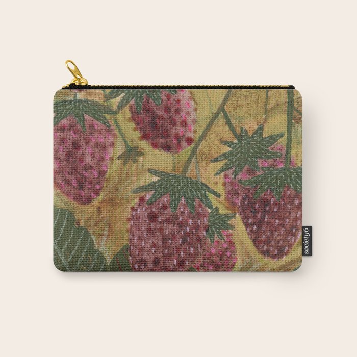 Strawberry Garden in Forest Green Carry All Pouch Gallery Image 1
