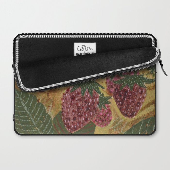 Strawberry Garden in Forest Green Laptop Sleeve Gallery Image 2