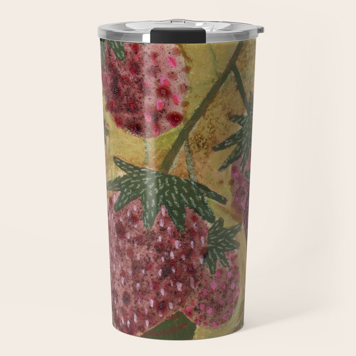 Strawberry Garden in Forest Green Travel Mug Gallery Image 1