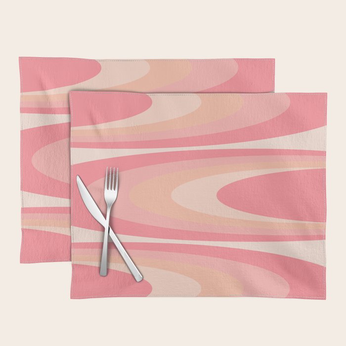 Fab Waves Retro Abstract Pattern in Pink and Blush Placemat Gallery Image 1