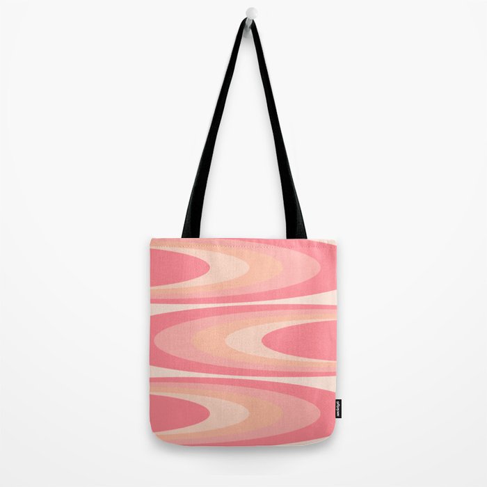 Fab Waves Retro Abstract Pattern in Pink and Blush Tote Bag Gallery Image 2