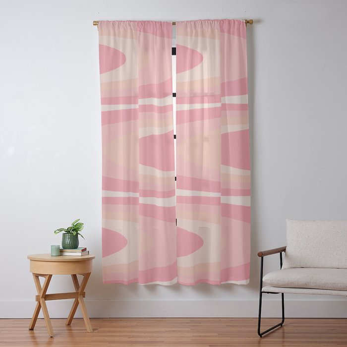 Fab Waves Retro Abstract Pattern in Pink and Blush Window Curtain Gallery Image 13
