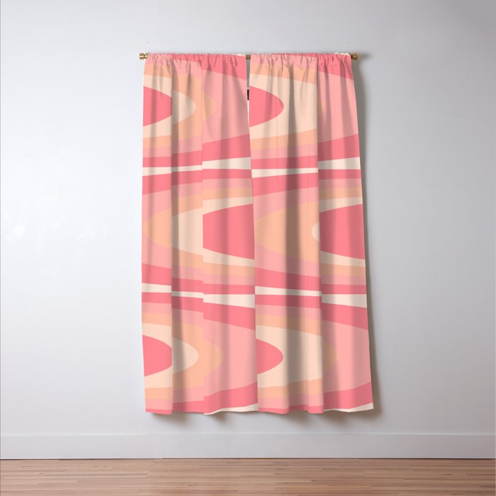Fab Waves Retro Abstract Pattern in Pink and Blush Window Curtain Gallery Image 3