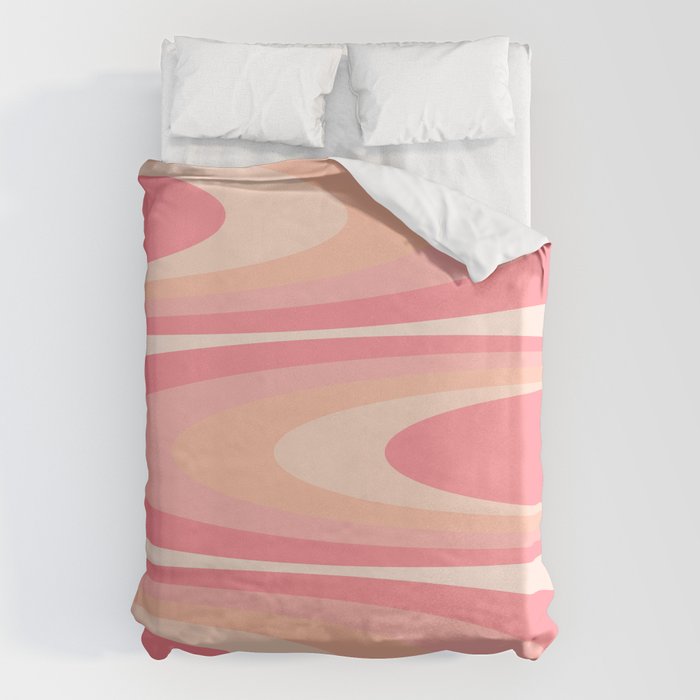 Fab Waves Retro Abstract Pattern in Pink and Blush Duvet Cover Gallery Image 6
