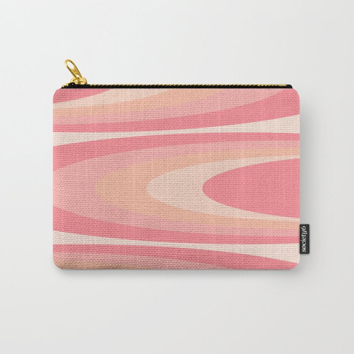 Fab Waves Retro Abstract Pattern in Pink and Blush Carry All Pouch Gallery Image 1