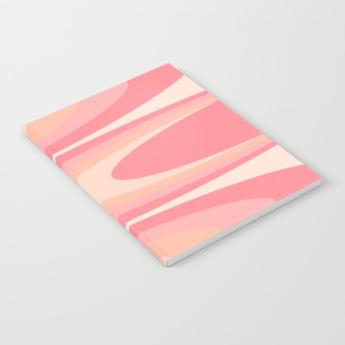 Fab Waves Retro Abstract Pattern in Pink and Blush Notebook Gallery Image 2