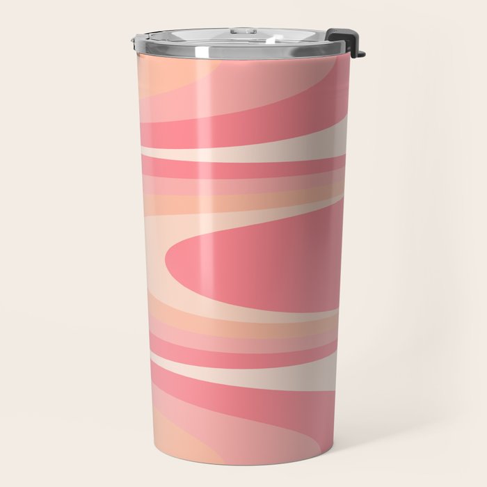 Fab Waves Retro Abstract Pattern in Pink and Blush Travel Mug Gallery Image 2