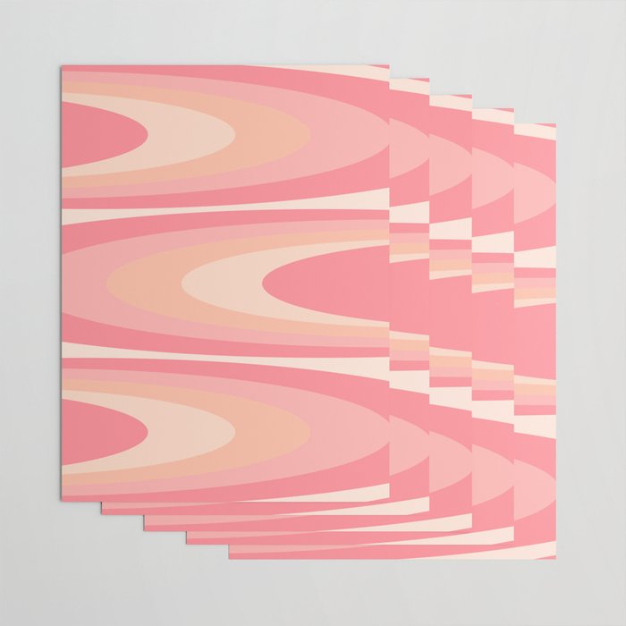 Fab Waves Retro Abstract Pattern in Pink and Blush Wrapping Paper Gallery Image 3