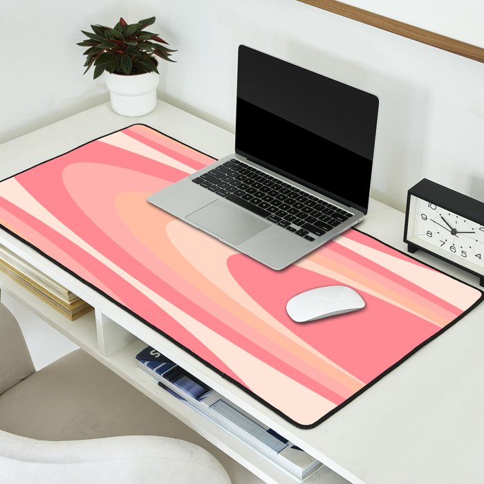 Fab Waves Retro Abstract Pattern in Pink and Blush Desk Mat Gallery Image 2