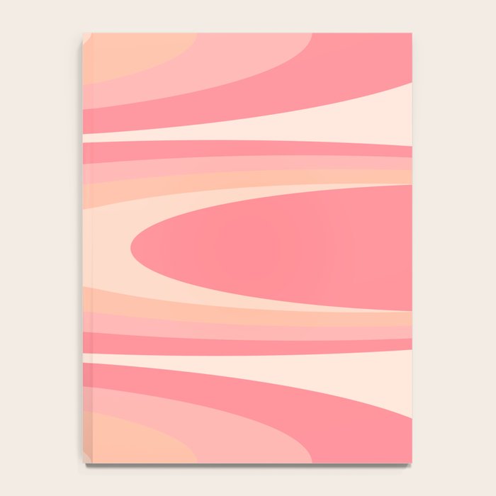 Fab Waves Retro Abstract Pattern in Pink and Blush Notebook Gallery Image 4