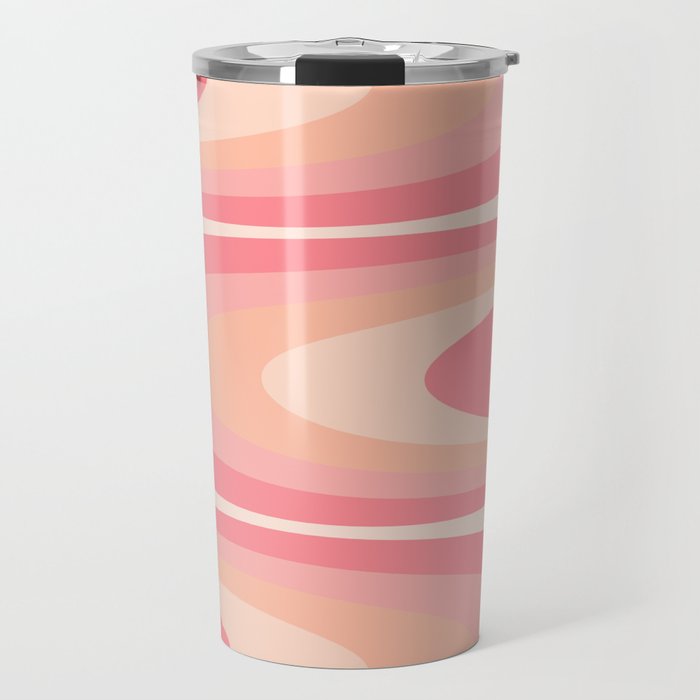 Fab Waves Retro Abstract Pattern in Pink and Blush Travel Mug Gallery Image 1