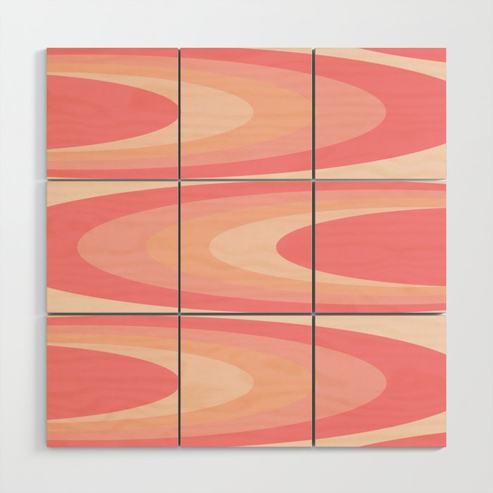 Fab Waves Retro Abstract Pattern in Pink and Blush Wood Wall Art Gallery Image 1