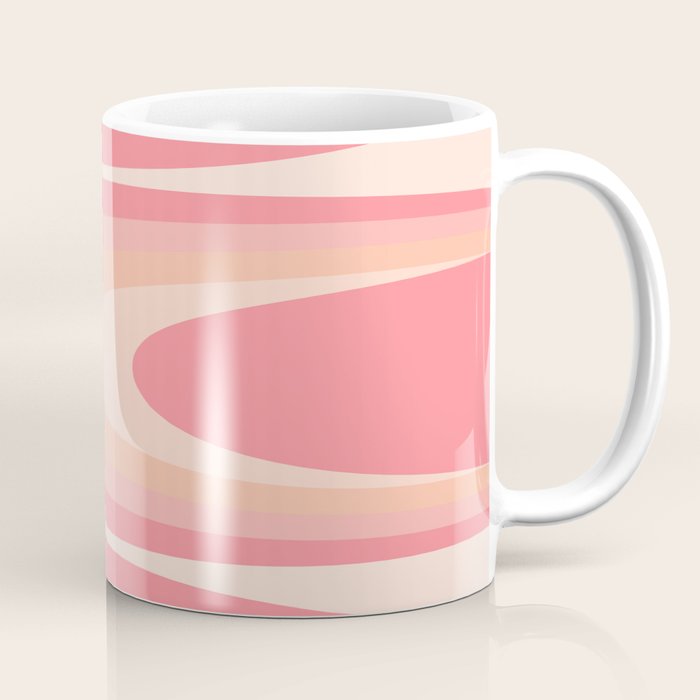 Fab Waves Retro Abstract Pattern in Pink and Blush Coffee Mug Gallery Image 1