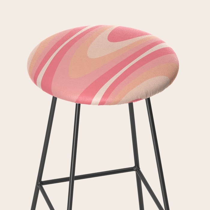 Fab Waves Retro Abstract Pattern in Pink and Blush Stool Gallery Image 2