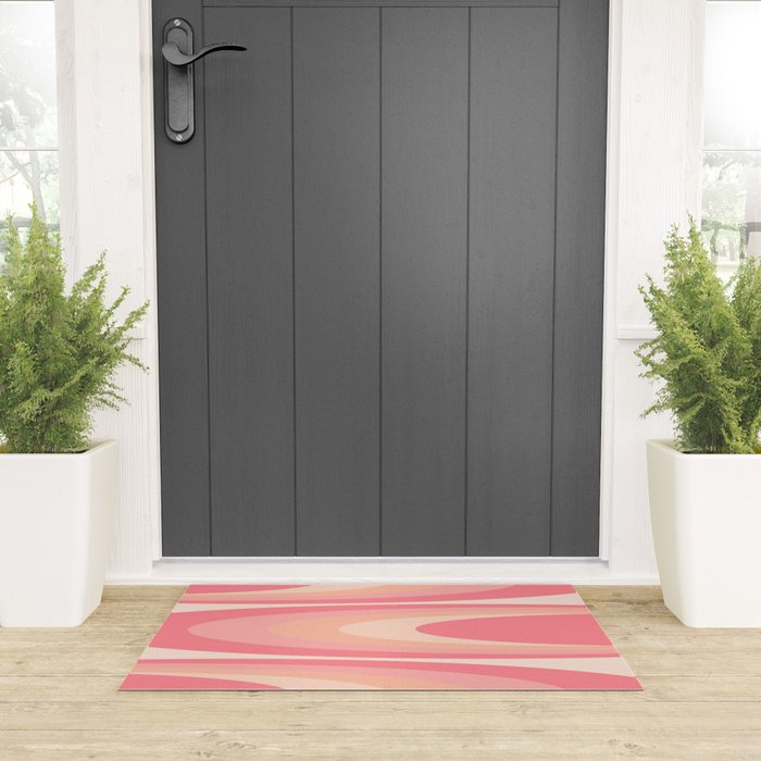 Fab Waves Retro Abstract Pattern in Pink and Blush Welcome Mat Gallery Image 3