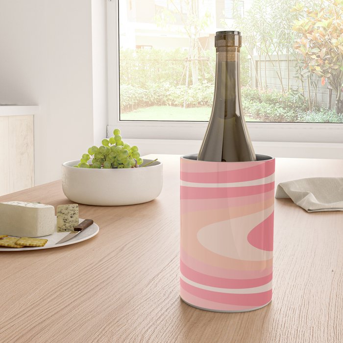 Fab Waves Retro Abstract Pattern in Pink and Blush Wine Chiller Gallery Image 4
