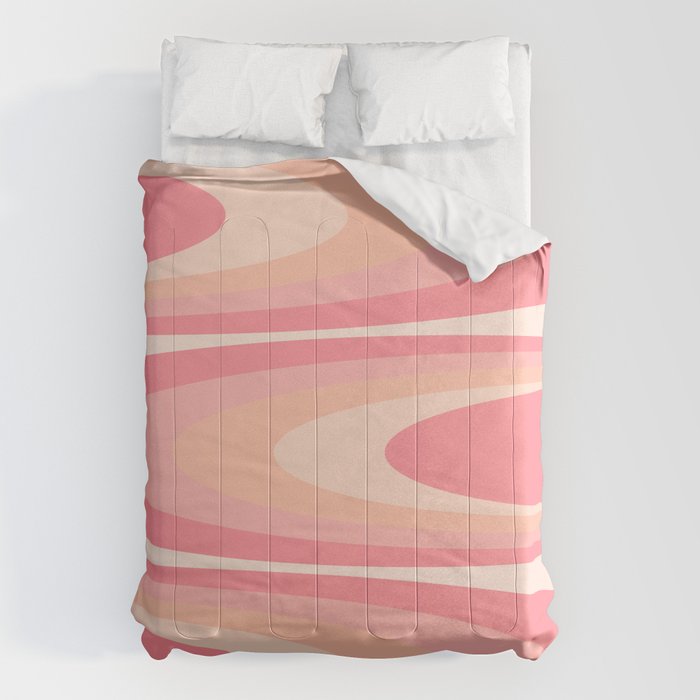 Fab Waves Retro Abstract Pattern in Pink and Blush Comforter Gallery Image 6