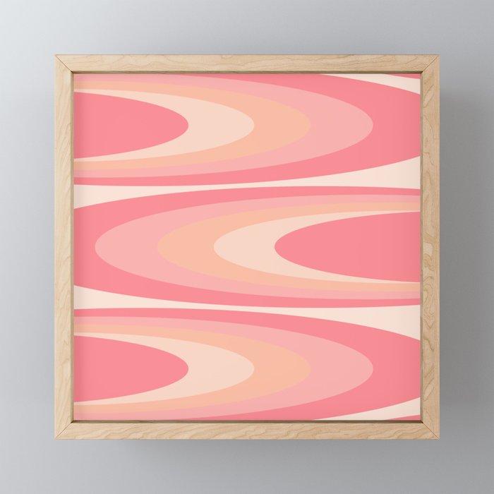 Fab Waves Retro Abstract Pattern in Pink and Blush Mini Art Print Gallery Image 1