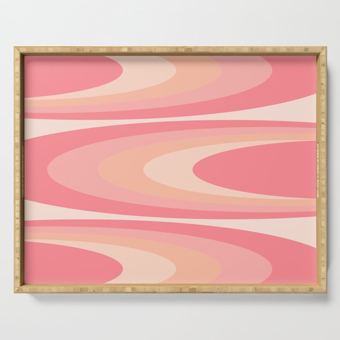 Fab Waves Retro Abstract Pattern in Pink and Blush Serving Tray Gallery Image 1