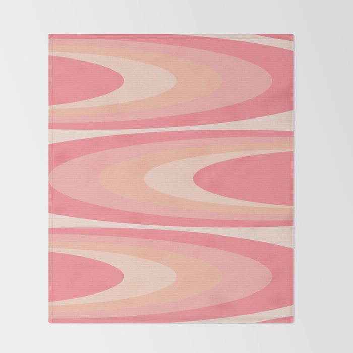 Fab Waves Retro Abstract Pattern in Pink and Blush Throw Blanket Gallery Image 2